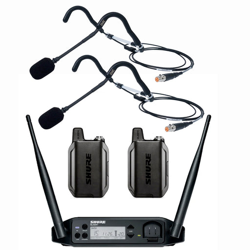 Shure GLXD+ Wireless Microphone System Heavy Use Bundle with (2) E-mic Headsets and (2) Transmitters