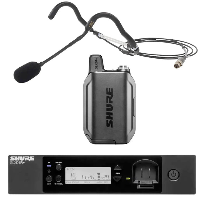 Shure GLXD14R+ Rackmount Wireless Microphone System with E-Mic Fitness Headset Microphone