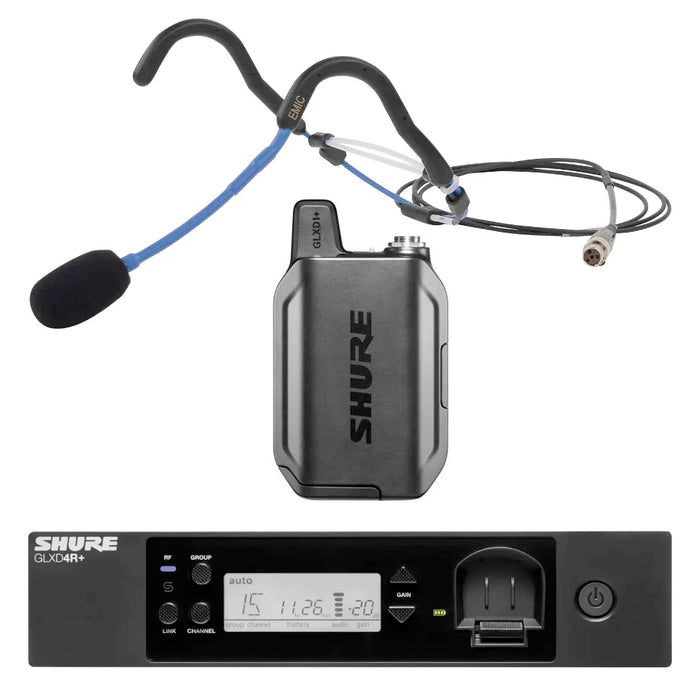 Shure GLXD14R+ Rackmount Wireless Microphone System with E-Mic Fitness Headset Microphone