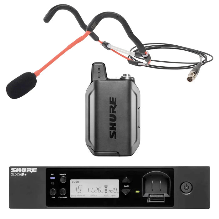 Shure GLXD14R+ Rackmount Wireless Microphone System with E-Mic Fitness Headset Microphone