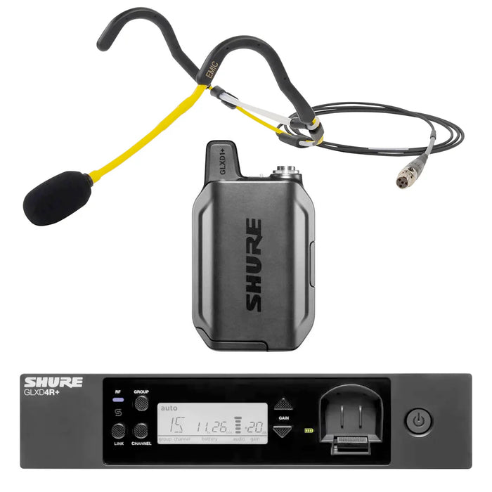 Shure GLXD14R+ Rackmount Wireless Microphone System with E-Mic Fitness Headset Microphone